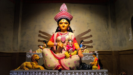This is Durga Idol - the Hindu Goddess.