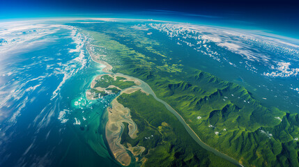 Landscapes of the Earth's nature and oceans photographed from above