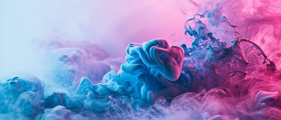 Wide Banner with Ethereal Purple, Blue, and Pink Smoke, Perfect for Artistic Graphic Design and Creative Projects. Ai generated