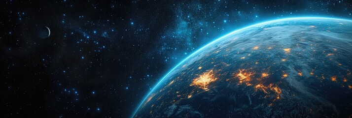 Earth seen from orbit. Generative Ai. - obrazy, fototapety, plakaty