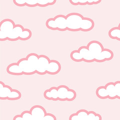 seamless pattern clouds outline red