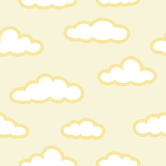 Seamless pattern clouds outline yellow