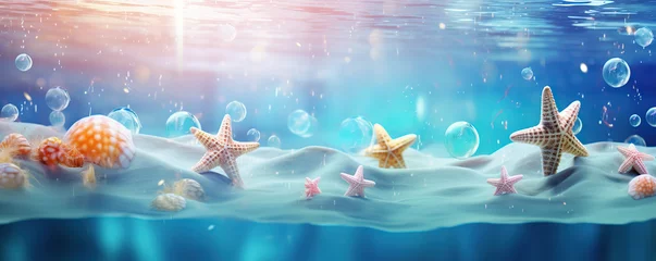 Deurstickers Diverse Range of Marine Animals in an Underwater Scene © iwaart