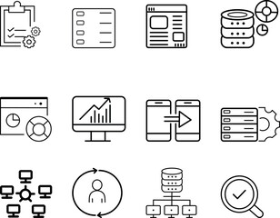 data analysis icon set. Data icon for website and mobile app GUI. Digital analytics simple UI, UX
