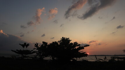 Beautiful sunset on the beach with amazing views and beautiful sky