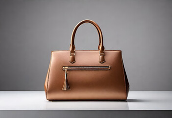 luxury lady handbag in leather on minimal background