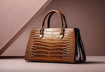 luxury lady handbag in leather on minimal background