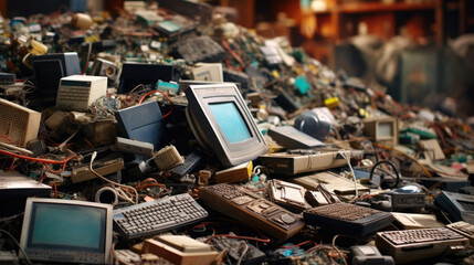 Electronic waste is ready to recycle - obrazy, fototapety, plakaty