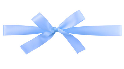 Light blue ribbon with bow isolated on white background