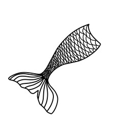 Hand Drawn Mermaid Tail Doodle 