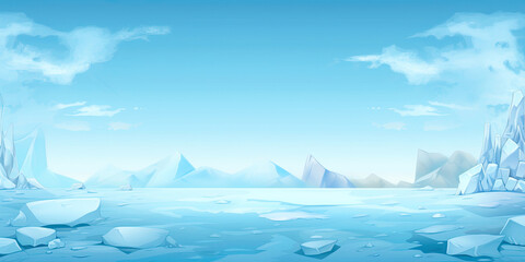 Video game background, Winter ice frost artic level of scrolling platform, retro vintage gaming backdrop illustration, computer graphics, generated ai