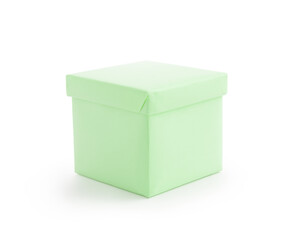 Green paper box isolated on white background