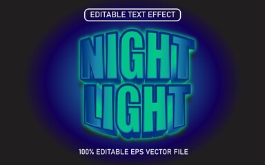 green night light text effect editable vector