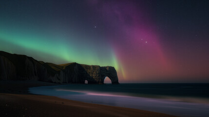 Aurora Borealis over Durdle Door In Dorset - 732285618