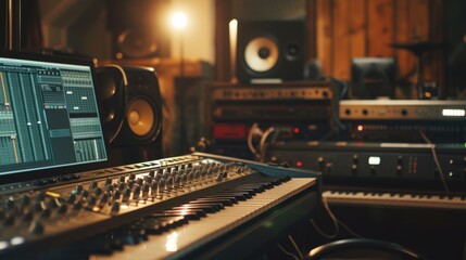 Recording studio with large recording console