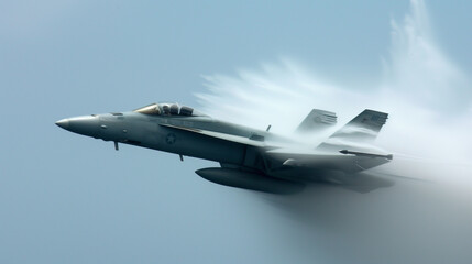 F-18 Hornet jet breaking the sound barrier - 732285637