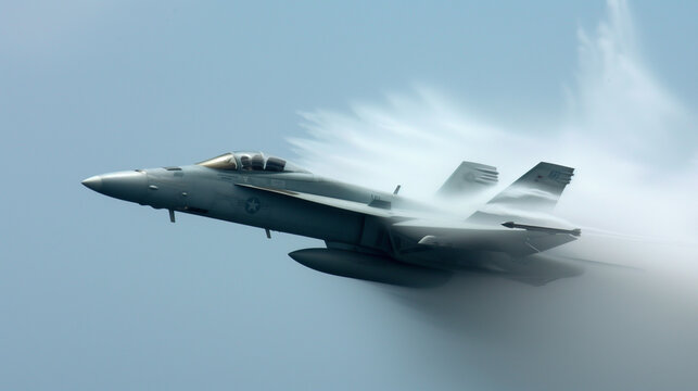 F-18 Hornet jet breaking the sound barrier
