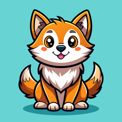 Logo featuring a chibi dog, isolated on a solid color background, Generative AI.