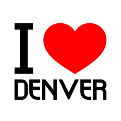 Black Red White Text I Heart Love Denver city Vector EPS PNG Clip Art on white Background