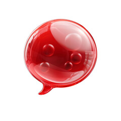 Speech Bubble in Red Isolated on Transparent or White Background, PNG