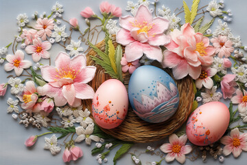 Obraz na płótnie Canvas Easter background, Embroidery technique