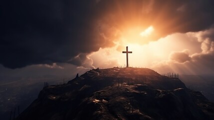 large cross on the top of the mountain