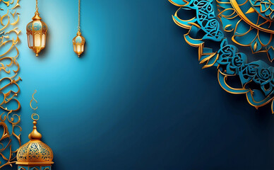Eid mubarak luxurious flat mihrab unique design on light blue background