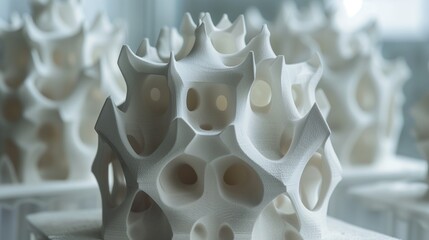 Intricately designed 3D-printed object with a complex, star-like pattern, showcasing the precision and potential of modern powder printing technology.