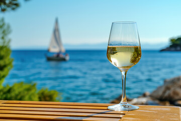 Seaside Serenity: Wine and Sailing View