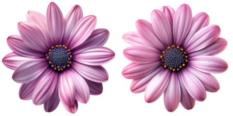 Pink Daisy Flower Set Isolated on Transparent or White Background, PNG