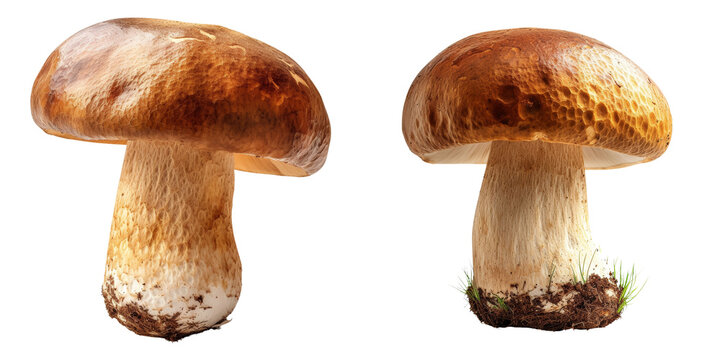 Boletus Mushroom Set Isolated on Transparent or White Background, PNG
