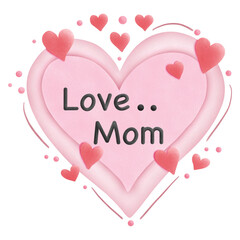 love mom text in the heart 