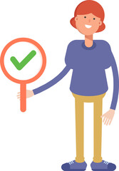 Woman Character Showing Check Mark
