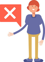 Woman Character and Wrong Mark
