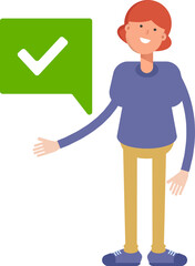 Woman Character and Check Mark
