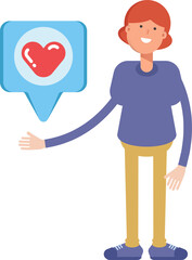 Woman Character and Heart Message
