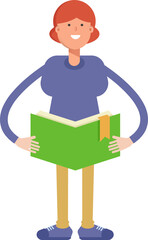Woman Character Reading Book
