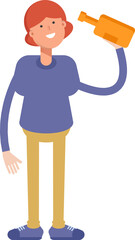 Woman Character Drinking Beer
