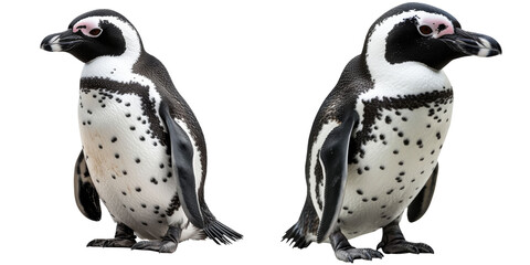 African Penguin Set Isolated on Transparent or White Background, PNG