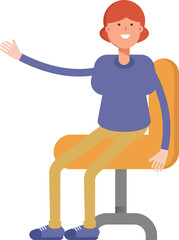 Woman Character Sitting on Office Chair

