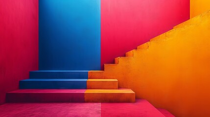 Obraz premium カラフルな階段,Generative AI AI画像