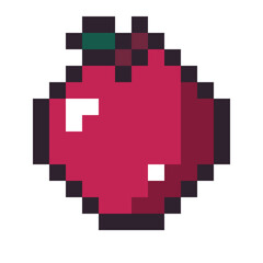 Obraz premium Apple Pixel Art. 1 piece pixel-style apple icon suitable for your pixel design. 1 Red Apple Seed with Pixel Art Theme