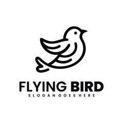 Fototapeta na wymiar flying bird line art logo design