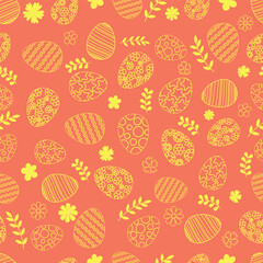 Easter Eggs seamless pattern. Vector seamless simple pattern with ornamental eggs. Easter holiday background for printing on fabric, paper for scrapbooking, gift wrap and wallpapers.