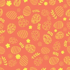 Foto auf Glas Easter Eggs seamless pattern. Vector seamless simple pattern with ornamental eggs. Easter holiday background for printing on fabric, paper for scrapbooking, gift wrap and wallpapers. © liza