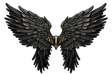 Obraz premium Demon Wings, Black Wing Plumage Isolated on White Background on generative AI 