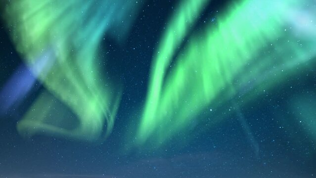 Aurora Glowing Green and Milky Way Galaxy Loop