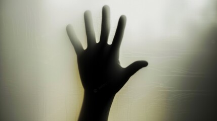 Hand silhouette on bright background. Blurred human hand shape out of focus