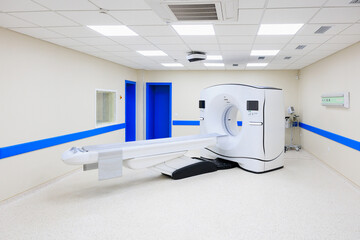 Tomograph in the hospital. Background with selective focus and copy space