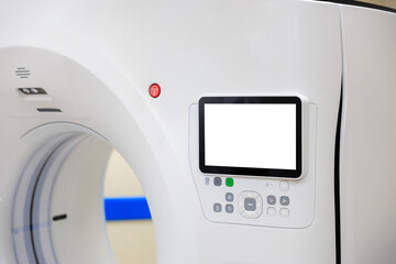 Fototapeta premium Tomograph monitor or display. Background with selective focus and copy space